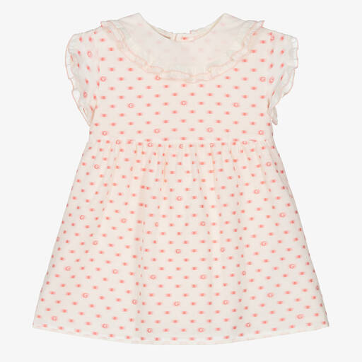 Gucci-Girls Ivory & Pink GG Cotton Dress | Childrensalon