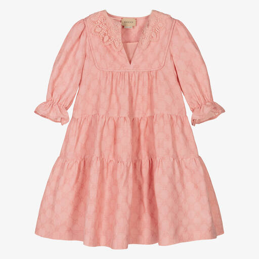 Gucci-Розовое платье с принтом GG для девочек | Childrensalon