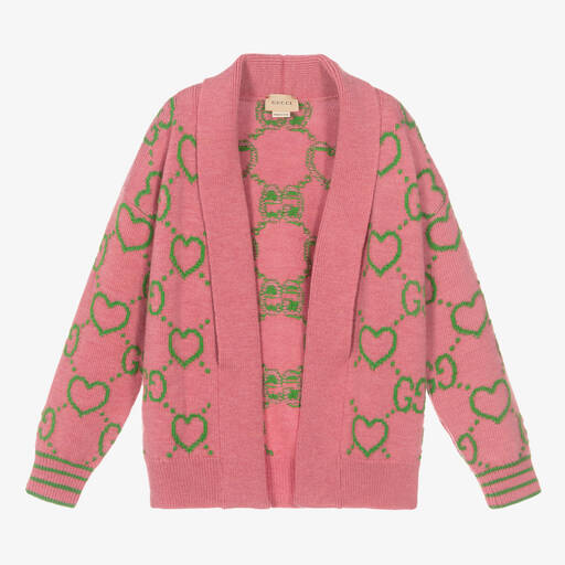 Gucci-Girls Pink GG Wool Cardigan | Childrensalon