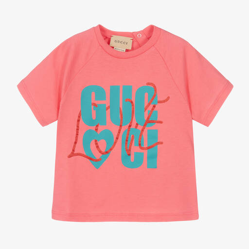 Gucci-Розовая футболка Gucci Love для девочек | Childrensalon