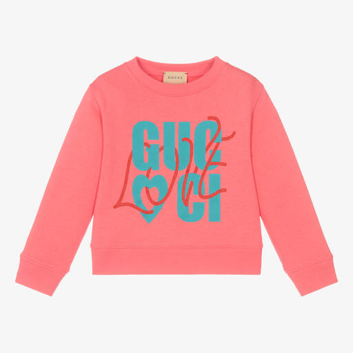 Gucci-Girls Pink Logo Sweatshirt | Childrensalon