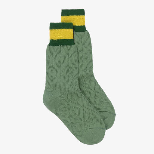 Gucci-Зеленые хлопковые носки с ромбами | Childrensalon
