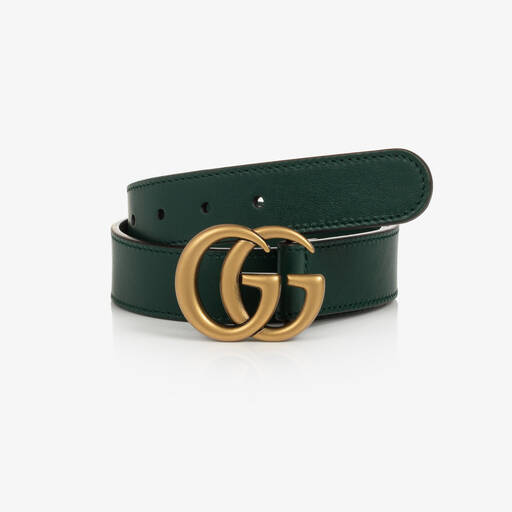 Gucci-Green Leather GG Belt | Childrensalon