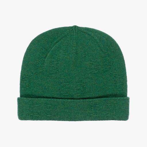 Gucci-Зеленая шерстяная шапка с принтом GG | Childrensalon