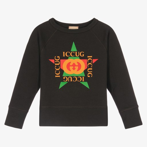 Gucci-سويتشيرت قطن لون رمادي | Childrensalon