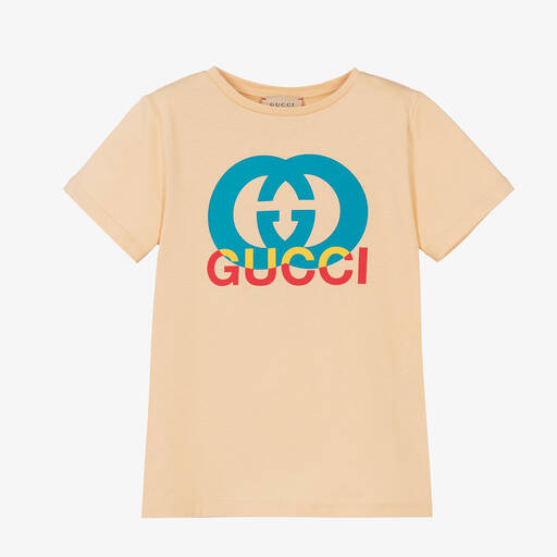 Gucci-Ivory Cotton Interlocking G T-Shirt | Childrensalon