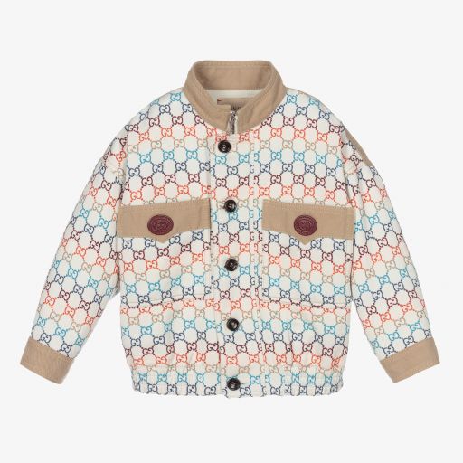 Gucci-Ivory GG Logo Cotton Jacket | Childrensalon