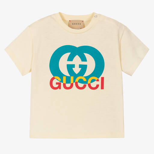 Gucci-T-shirt ivoire G entrelacés bébé | Childrensalon