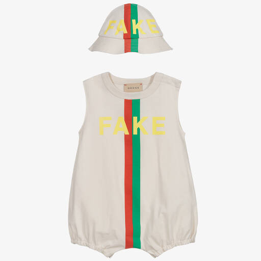 Gucci-Ivory Shortie & Hat Baby Set | Childrensalon