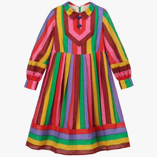 Gucci-Multicolor Stripe Linen Dress  | Childrensalon