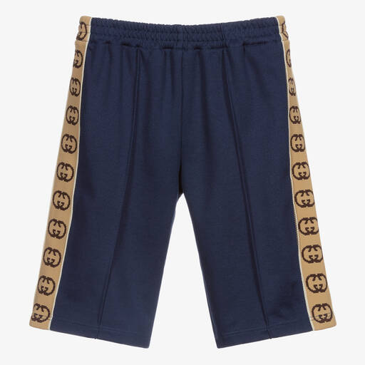 Gucci-Navy Blue Logo Shorts | Childrensalon