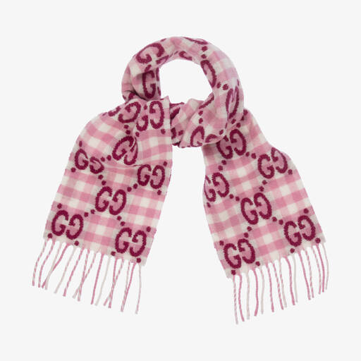 Gucci-Розовый шарф с принтом GG (140см) | Childrensalon