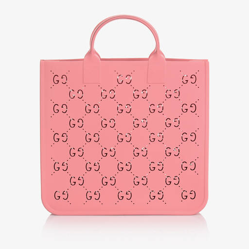 Gucci-Розовая резиновая сумка-тоут с принтом GG (33см) | Childrensalon