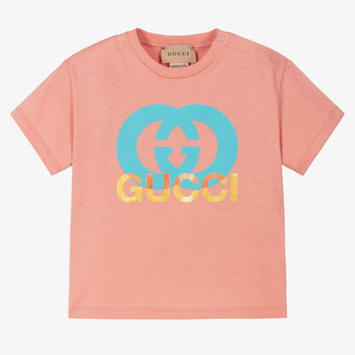 Gucci-T-shirt rose G entrelacés bébé | Childrensalon