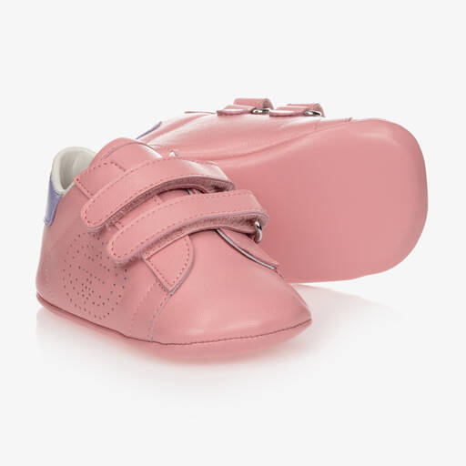 Gucci-Pink Leather Baby Trainers  | Childrensalon