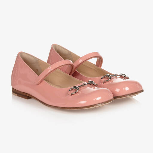 Gucci-Pink Leather Ballerina Shoes | Childrensalon