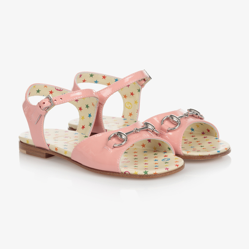 Gucci-Pink Patent Leather Sandals | Childrensalon