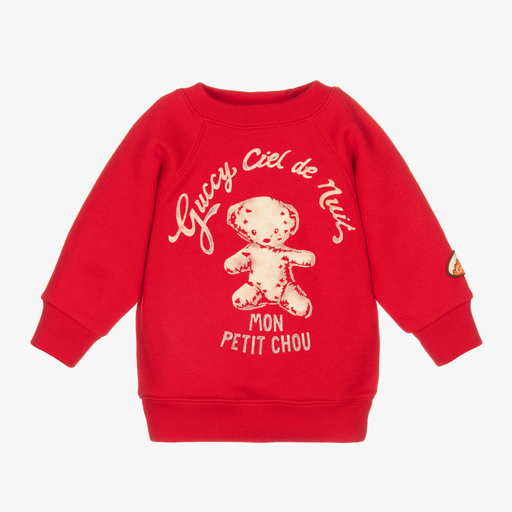 Gucci-Red Bear Logo Baby Sweatshirt | Childrensalon
