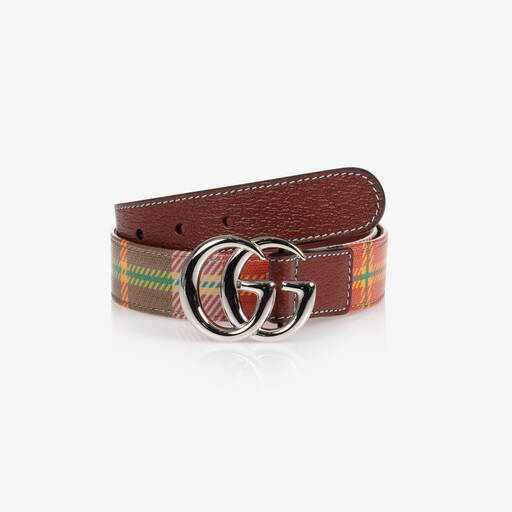 Gucci-Red Check Double G Belt | Childrensalon