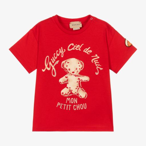 Gucci-Red Cotton Logo T-Shirt | Childrensalon