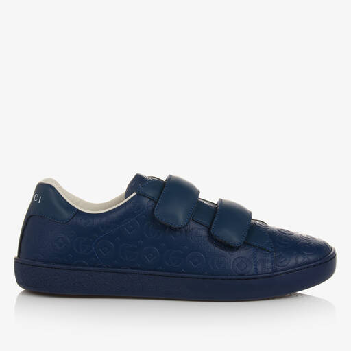 Gucci-Teen Blue Double G Leather Ace Trainers | Childrensalon