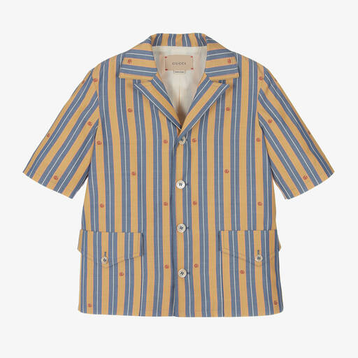 Gucci-Teen Boys Yellow & Blue Cotton Shirt | Childrensalon