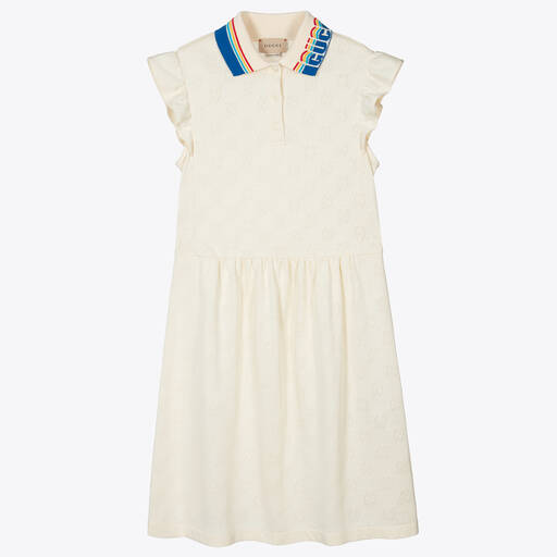 Gucci-Teen Girls Ivory Cotton Jacquard Dress | Childrensalon
