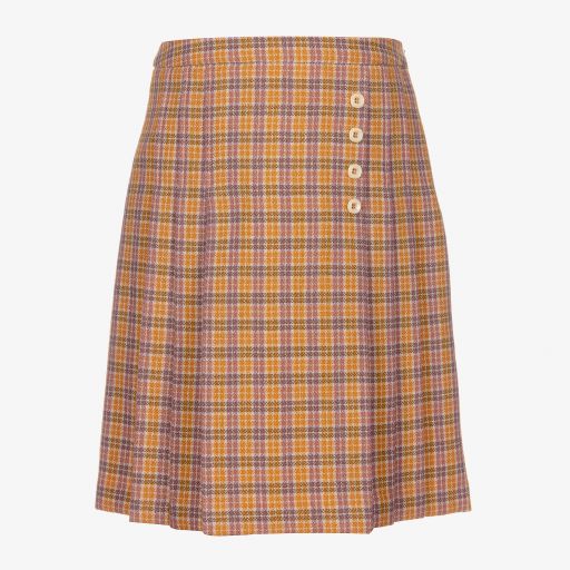 Gucci-Teen Orange Check Wool Skirt | Childrensalon