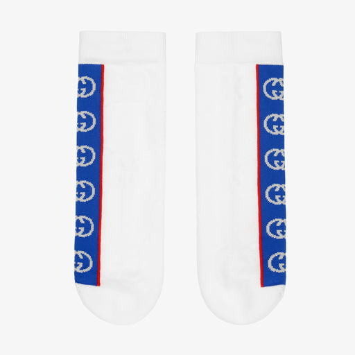 Gucci-Teen White & Blue GG Socks | Childrensalon