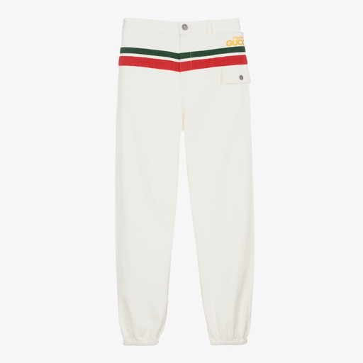 Gucci-Pantalon blanc rayé Ado | Childrensalon