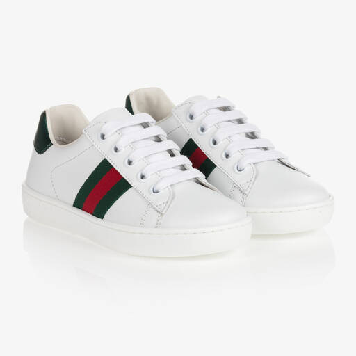 Gucci-Weiße Ace Sneakers aus Leder | Childrensalon