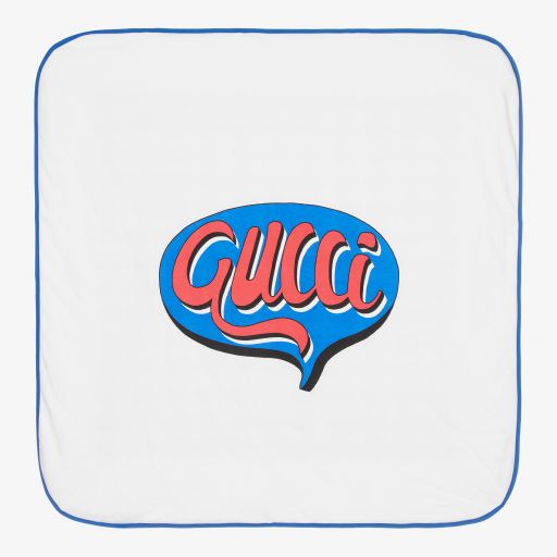 Gucci-White Logo Blanket (80cm) | Childrensalon