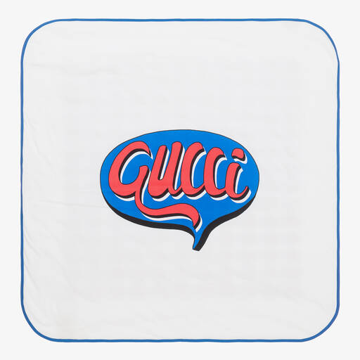 Gucci-بطانية قطن لون أبيض للمولودات (80 سم) | Childrensalon
