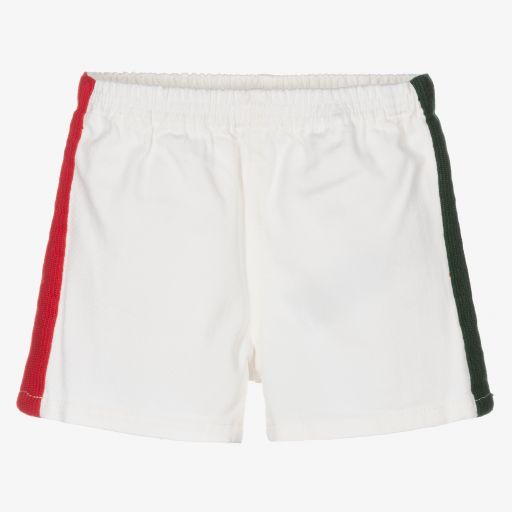Gucci-White Web Denim Shorts | Childrensalon