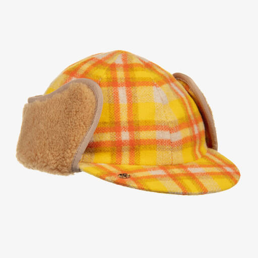 Gucci-Yellow & Orange Check Trapper Hat | Childrensalon