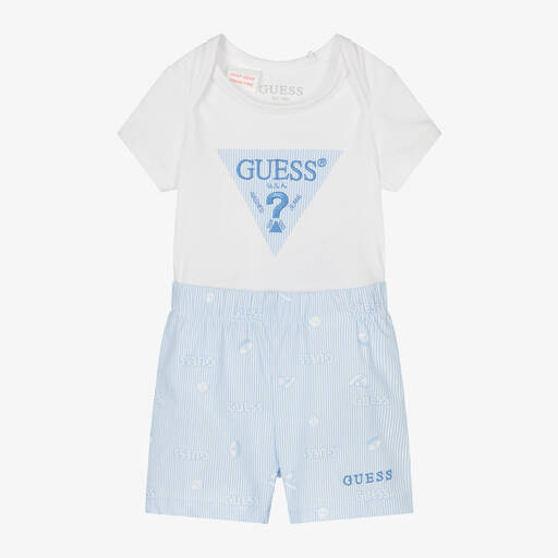 Guess-Baby Boys Blue Cotton Shorts Set | Childrensalon