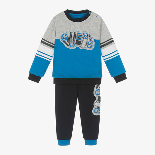 Guess-بدلة رياضية قطن لون أزرق للمواليد | Childrensalon