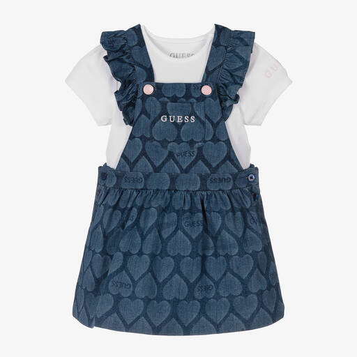 Guess-Baby Girls Blue Cotton Dress Set | Childrensalon
