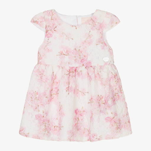 Guess-Baby Girls Pink Blossom Lace Dress | Childrensalon