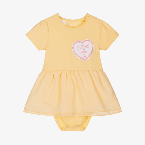 Guess-Baby Girls Yellow Cotton Dress | Childrensalon
