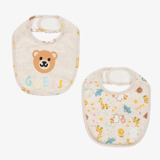 Guess-Beige Baby Bibs (2 pack) | Childrensalon