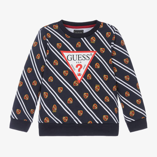 Guess-Boys Black Cotton College Sweatshirt | Childrensalon