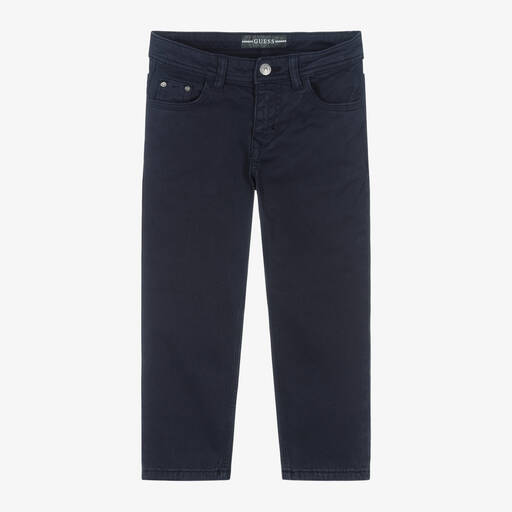 Guess-Boys Blue Cotton 5 Pocket Trousers | Childrensalon