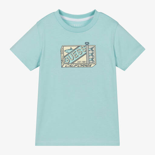 Guess-Boys Blue Cotton T-Shirt | Childrensalon