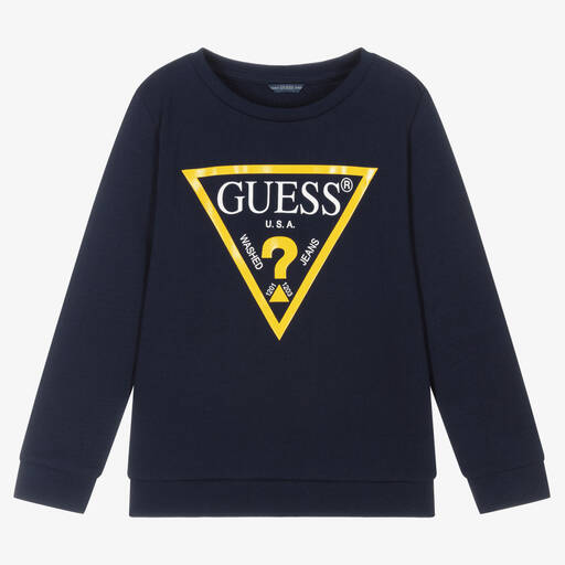Guess-Boys Navy Blue Organic Cotton Sweatshirt | Childrensalon