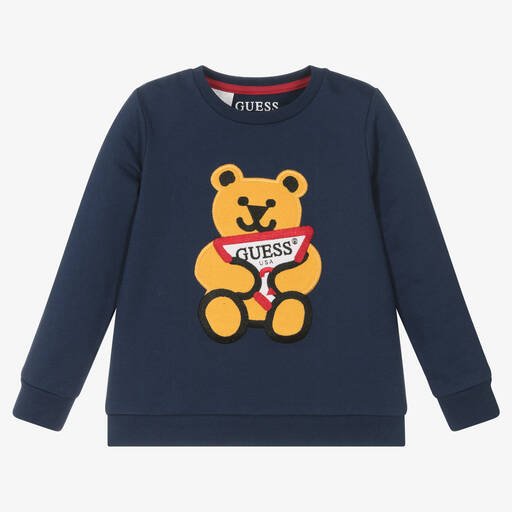 Guess-Navyblaues Sweatshirt mit Teddybär | Childrensalon