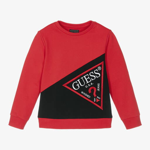 Guess-Boys Red Cotton Triangle Sweatshirt | Childrensalon