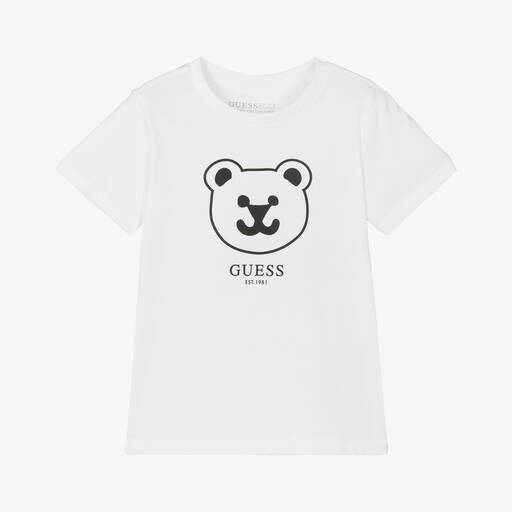 Guess-Boys White Cotton T-Shirt | Childrensalon