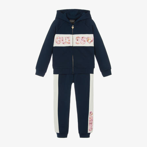 Guess-Girls Blue Sequin Tracksuit | Childrensalon