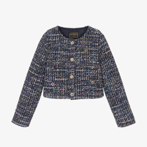 Guess-Girls Blue Tweed Jacket | Childrensalon